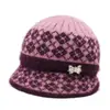 Chapéus Quentes de Outono e Inverno para Mulheres de Meia-Idade e Idosas, Moda para Avós e Idosos Chapéus de Lã Tricotados com Veludo e Chapéus de Aba Larga Espessados
