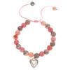 Pulsera Europea y Americana Nueva Piedra de Color Verde Polvo con Cuentas Colgante de Amor Cuerda Trenzada Pulsera para Pareja Tamaño Ajustable