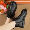 Botas de Algodón Casuales de Suela Blanda para Mamá 2025 Otoño e Invierno Nuevas Botas Cortas de Piel Suave Planas con Forro de Felpa Botas Cálidas
