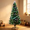 Árbol de Navidad de fibra óptica más vendido transfronterizo con luces de colores, adornos transparentes de cinco estrellas, decoración navideña, arreglo de escena festiva