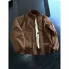 Jaqueta de voo masculina transfronteiriça para primavera e outono, jaqueta curta estilo americano cleanfit, silhueta versátil, jaqueta bomber com gola alta