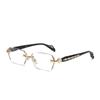 Retro Pure Desire Frameless Cut Óculos de metal simples femininos Y2K podem ser equipados com armação de miopia Cool High Sense of Wisdom-