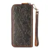 1179 Bolso de Cuero para Hombre, Cartera de Mano de Piel de Vaca para Hombre, Billetera de Piel Genuina Repujada, Portatarjetas Largo de Mano, Grande