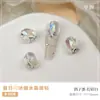 Pilha de cristal diamante unha arte jóias gelo transparente cor 2025 novo ângulo reto pombo ovo rosa flor acabamento diamante líquido explosões vermelhas
