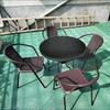Mesa e Cadeira de Exterior com Combinação de Guarda-Sol Pátio Jardim ao Ar Livre Mesa e Cadeira Conjunto de Três Peças Casa Lazer ao Ar Livre Varanda Mesa Dobrável