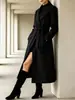 Transfronterizo europeo y americano 2026 Estación independiente de Amazon moda nueva para mujer abrigo elegante de color liso con solapa y corbata