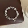 Pulsera de Cristal Blanco Irregular Transparente de Verano para Mujer, Personalidad Simple, Moda Tendencia, Versátil, Pulsera, Brazalete, Joyería