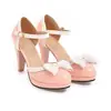 Deseo Amazon AliExpress Bloque de Color Lazo Punta Redonda Agujeros Laterales Sandalias Tacón Grueso Zapatos de Tacón Alto TG9