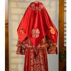 Hijab vermelho noiva xiuhe terno de alta qualidade casamento chinês fênix coroa classificação máscara vermelha bordada borla de cetim escarlate