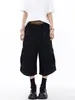 Shorts de Trabajo de Estilo Retro Americano con Bolsillos Grandes para Mujer, Diseño de Verano, Pantalones Cropped Sueltos de Pierna Ancha por Encima de la Rodilla