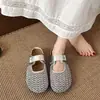 Zapatos de Mujer Talla Grande 35--40 Tejidos Calados Mary Jane Puntera Cerrada Pantuflas Mujer 2026 Sandalias Mula Perezosa de Correa Única