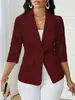 Amazon Europeo y Americano Comercio Exterior Transfronterizo Nuevo Sexy de Encaje Hueco Manga Tres Cuartos Chaqueta Casual de Traje para Mujer