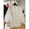 Camisa bordada de manga larga con cuello redondo, súper elegante, estilo coreano, para mujer, otoño, reductora de edad, estilo muñeca francesa, top holgado