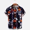 Camisa de solapa de manga corta con estampado digital 3D de cabeza de calabaza de Halloween, entrega directa de fábrica de una pieza.