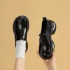 Mocasines planos de suela blanda con tacón grueso, zapatos planos de punta redonda para mujer, zapatos pequeños de cuero de suela gruesa de otoño, estilo retro