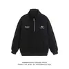 Sudadera con media cremallera de peso pesado para otoño para hombre Estilo High Street Europeo y Americano Chaqueta con letras bordadas y cuello alto Ropa exterior de retazos a rayas