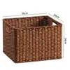 Cesta de almacenamiento de armario nórdico, caja de almacenamiento tejida, cesta organizadora simple para sala de estar, tejido de imitación de ratán