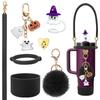 Cubierta de Silicona Personalizada para Vaso Stanley de Halloween Cuerda de Mano con Forma de Corazón Colgante de Calabaza Fantasma Set Combinado