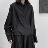 NANAKOR Yamamoto yaosi camisa corta de lana oscura plisada de nicho para mujer Top interior de manga larga Otoño e Invierno