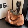 Bolso Grande de Mujer Otoño/Invierno 2026 Nuevo Diseño de Nicho Vintage Correa Ancha Bolso de Hombro Cruzado Bolso de Empanada Plisado