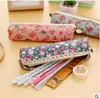 Estilo Bosque Elegante Estuche para Lápices Bolsa de Papelería de Corea del Sur Lona Vintage Floral de Puntos Estuche para Lápices Caja de Papelería de Comercio Exterior