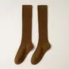 Meias Infantis Outono e Inverno Meias Baixas para Meninas Estilo Coreano Cor Sólida Meias de Algodão de Agulha Dupla Estilo Acadêmico Meias de Cano Alto Empilhadas para Bebê