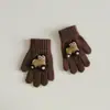Novas Luvas de Dedo Infantis de Inverno, Desenho de Urso Moderno e Super Fofo, Aveludadas Espessadas Quentes, Luvas de Bebê Atacado