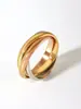 Anillo Nuevo Brillante de Tres Anillos Tricolor Transfronterizo Europeo y Americano Anillo Unisex Anillo Joyería al por Mayor Anillo para Mujer