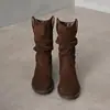 Botas Fashion Botas para Pessoas Baixas que Aumentam a Altura Femininas 2026 Novo Estilo Moda Primavera Outono Salto Alto Botas de Cano Médio Curtas Botas Plataforma