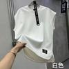 Chaleco de verano nuevo para hombre, camiseta sin mangas holgada y transpirable con hombros anchos, chaleco americano de cuello redondo de color sólido pesado, moderno