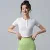 Camiseta de Manga Corta de Secado Rápido para Running, Deportes, Yoga, Bodysuit para Mujer, Ropa Profesional para Entrenamiento de Pilates y Fitness, Cuello Redondo, Verano