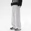 Pantalones de chándal negros de pierna recta para otoño e invierno para hombre, marca de moda, talla grande, forrados de forro polar, corte holgado, versátiles, pantalones largos casuales deportivos