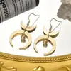 Pendientes de Luna Creciente de Oro de 18 Quilates Estilo Bohemio para Exportación Transfronteriza Pendientes de Moda Elegantes Diseño de Nicho Venta al por Mayor