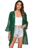 Cardigan de playa de gasa con borlas jacquard para mujer, verano 2023, transpirable, manga 3/4, blusa para nadar