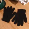 Guantes de lana de color sólido para otoño e invierno, venta al por mayor de fábrica, guantes de punto gruesos y cálidos, guantes de dedo completo para adultos