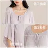 Ropa de dormir de manga corta para mujer talla grande con copas en el pecho, primavera y verano, camisón elástico dulce con cuello en U, ropa fina para casa