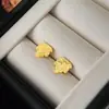 Brincos de Tarraxa Geométricos com Flor de Car Brilhante Artesanal, Banhados a Ouro 18K, Estilo Moda Coreana, Brincos de Luxo Leve de Alta Qualidade para Mulheres