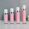 Botella de Mousse Rosa 100ml120ml150ml Limpiador Facial Desinfectante de Manos Botella Espumosa Botellas Portátiles PET