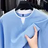 Otoño 2026 Nuevo Sudadera de Algodón Puro para Hombre con Falso Dos Piezas, Manga Larga, Cuello en V, Color Sólido, Moda Casual, Camiseta de Punto para Hombre