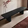 Banco largo de madera maciza negra con diseño repujado para tiendas de ropa, banco de descanso, banco para cambiarse los zapatos, banco largo para probadores