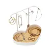 Estante de Almacenamiento de Joyería con Forma de Corazón, Almacenamiento de Pendientes y Collares, Bandeja Organizadora de Escritorio para Pulseras, Bandeja Decorativa de Exhibición para Joyería