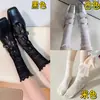 Meias brancas finas de outono e verão, estilo folgado, com renda, design vazado, absorventes de suor, confortáveis, meias femininas de cano médio para combinar com sapatos de couro pequenos