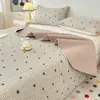 Cubrecama Acolchado de Algodón Lavado Estampado Estudiante Pieza Única Tatami Sábana Gruesa Juego de Tres Piezas para Todas las Estaciones