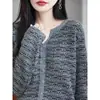Nuevo suéter de punto para mujer estilo otoño e invierno inspirado en Chanel, cuello semiabierto, manga larga, lana fina, con bloques de color, top tipo jersey