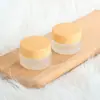 Tapa con Veta de Madera Botella Crema Mate Botella de Relleno para Cosméticos Botella de Vidrio Marrón Botella Vacía Portátil con Logo Imprimible