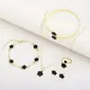 Conjunto de Joias de Trevo de Cinco Folhas Mais Vendido Transfronteiriço para Mulheres, Colar Simples de Flor de Ameixa da Sorte Esmaltada, Pulseira Versátil, Bracelete e Brincos