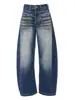 YECHUAN # Jeans de mujer de tiro bajo con bordado en los bolsillos, colección otoño 2026, corte holgado, adelgazante, pierna ancha, pantalones de largo hasta el suelo