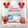 Set de Distribución de Habitación de Boda Decoración de Boda Set de Personajes Felices Pared de Fondo de Dormitorio Sala de Estar Flor Suministros de Boda para Casa Nueva