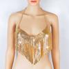 Top de mujer para discoteca con borlas de metal y escote halter con tirantes en V profundo, sexy, personalizado, popular en Amazon transfronterizo