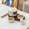 Conjunto de chá de viagem de cerâmica portátil portátil Copo Expresso bule para acampamento ao ar livre um bule duas xícaras personalização